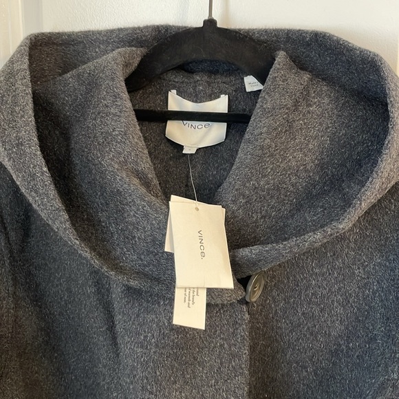 NWT Vince Wool-Blend Tie-Front Hooded Coat - Picture 2 of 8